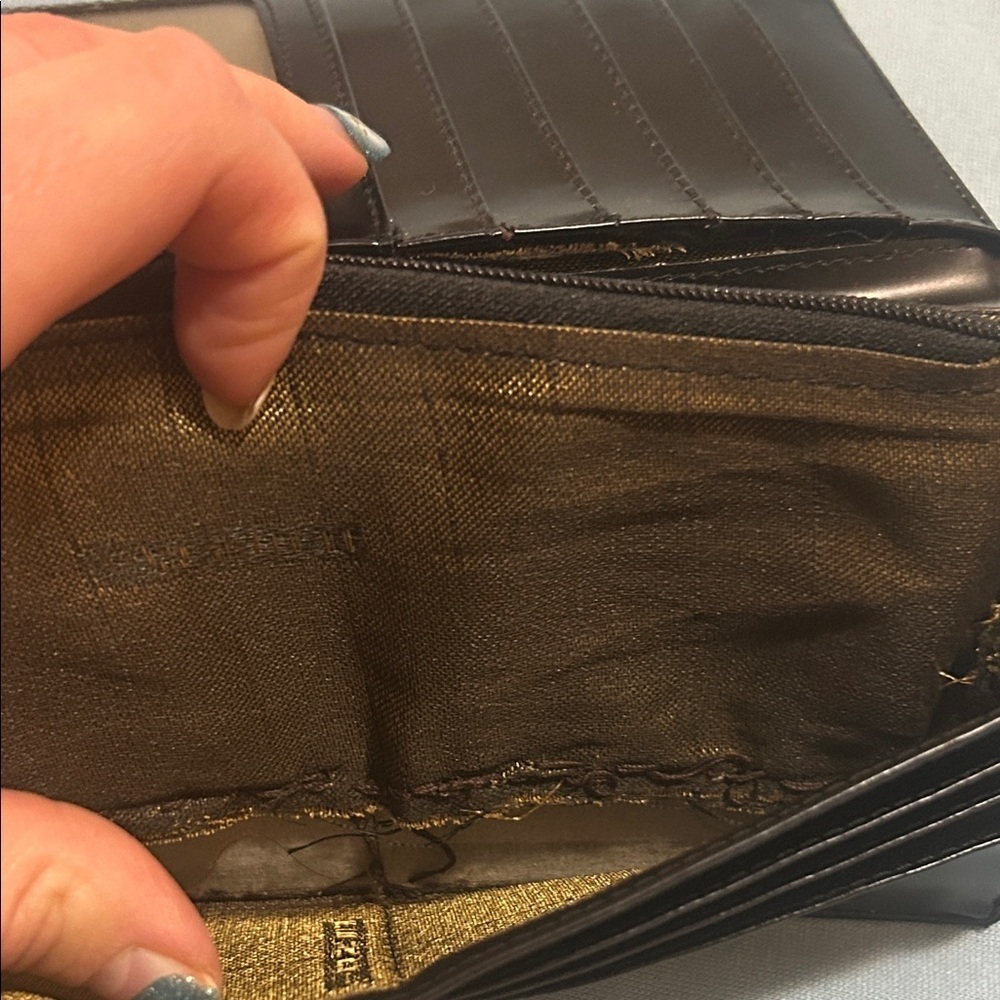 Luxury Designer Inspired Black and Brown Logo Clutch Wallet - Picture 6 of 10